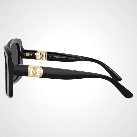 New Dolce & Gabbana Sunglasses Black Acetate Square Gold Metal DG main image 5